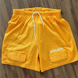 Bauer Orange Athletic Shorts with Elastic Waistband
